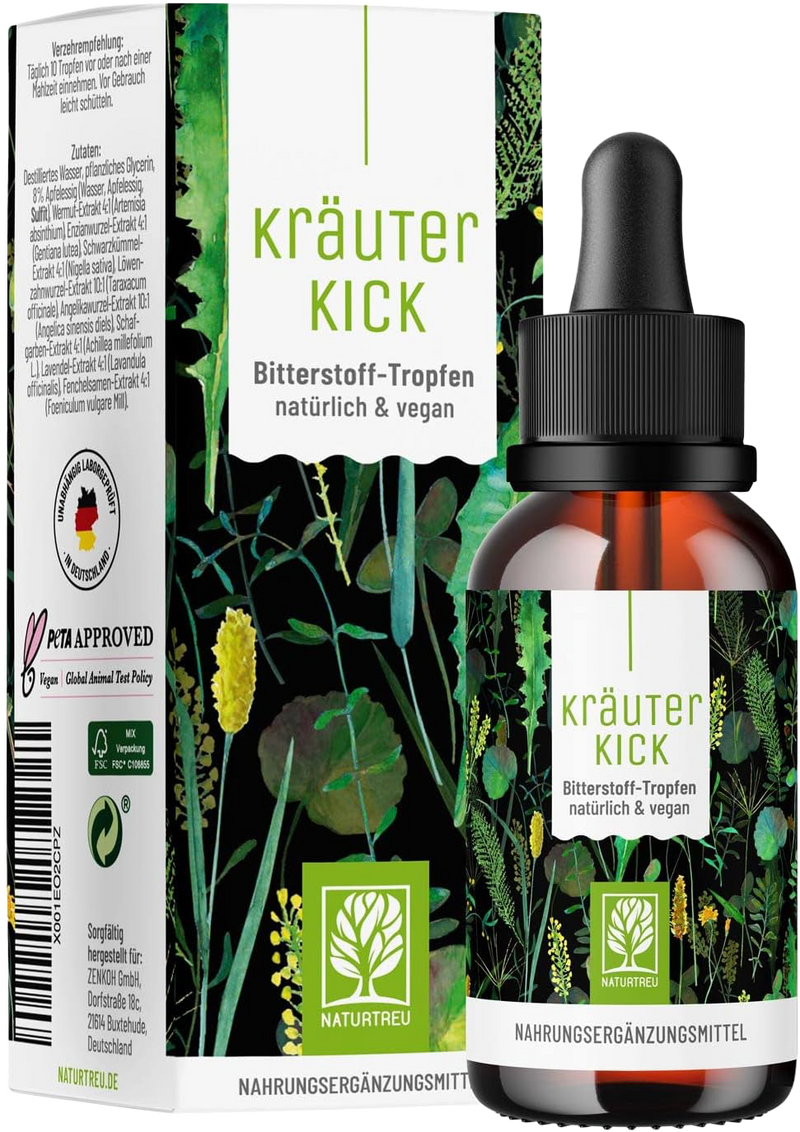 Naturtreu Kräuter Kick Bitterstoff-Tropfen