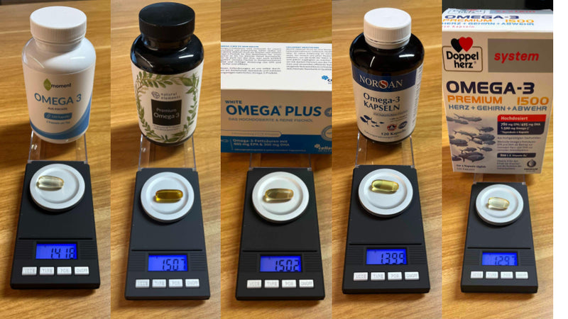 Omega 3 Kapseln Gewichtsvergleich