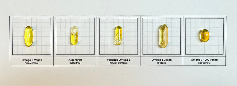 Omega 3 Vegan Größenvergleich